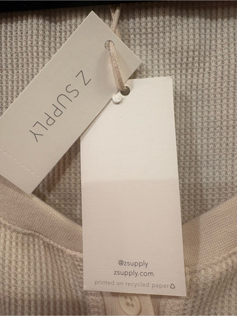 Z SUPPLY $56 NWT P2P 16-18” L 17” Ciana Cropped Waffle Knit Top in Oat Milk XS - Picture 5 of 10